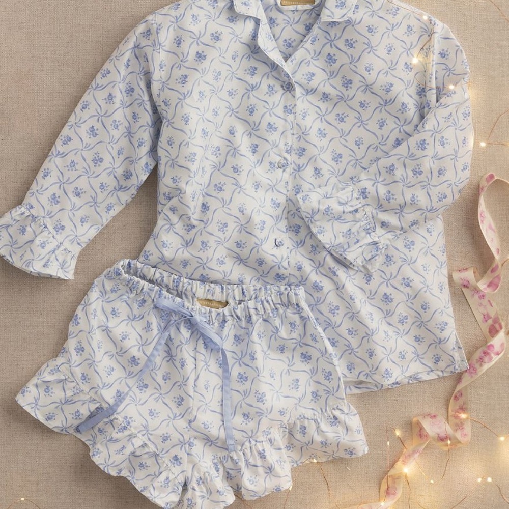 LoveShackFancy x Pottery Barn Teen Floral Trellis Sateen Pajamas Set NWT - Picture 2 of 8